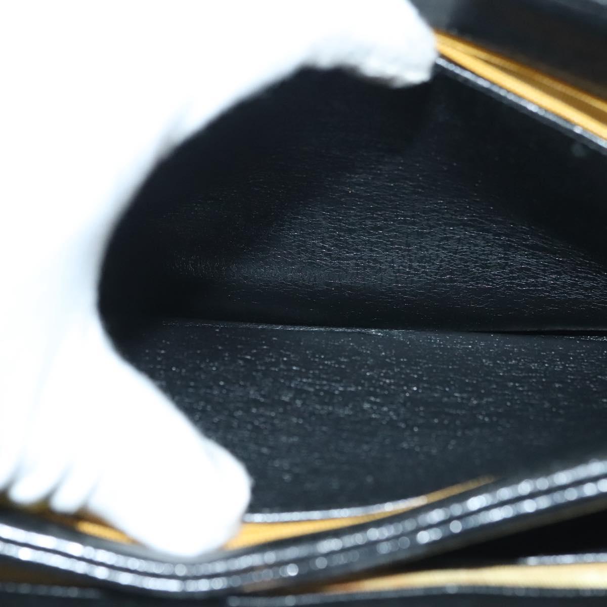 Christian Dior Hand Bag Calf Skin Black Gold Auth 140479
