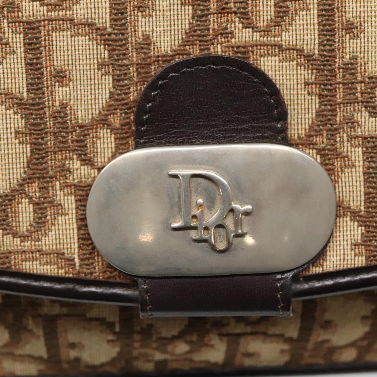 Christian Dior Trotter Canvas Clutch Bag Brown Gold Auth 140480