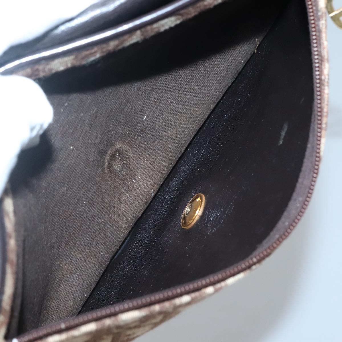 Christian Dior Trotter Canvas Clutch Bag Brown Gold Auth 140480