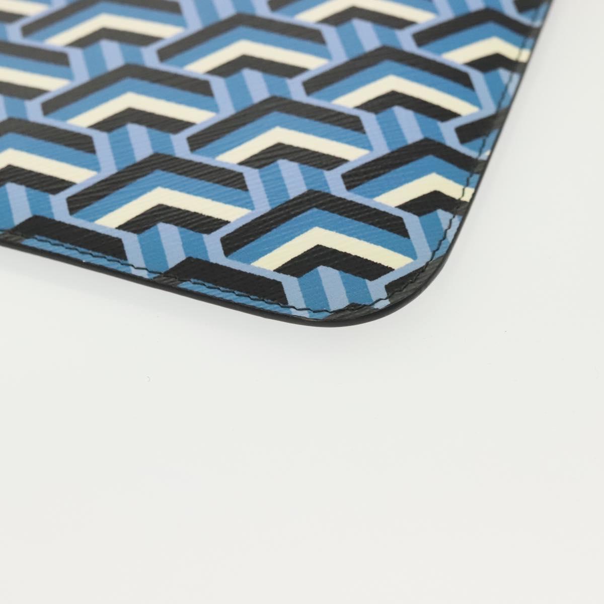 PRADA Tablet Case Leather Blue Auth 140487