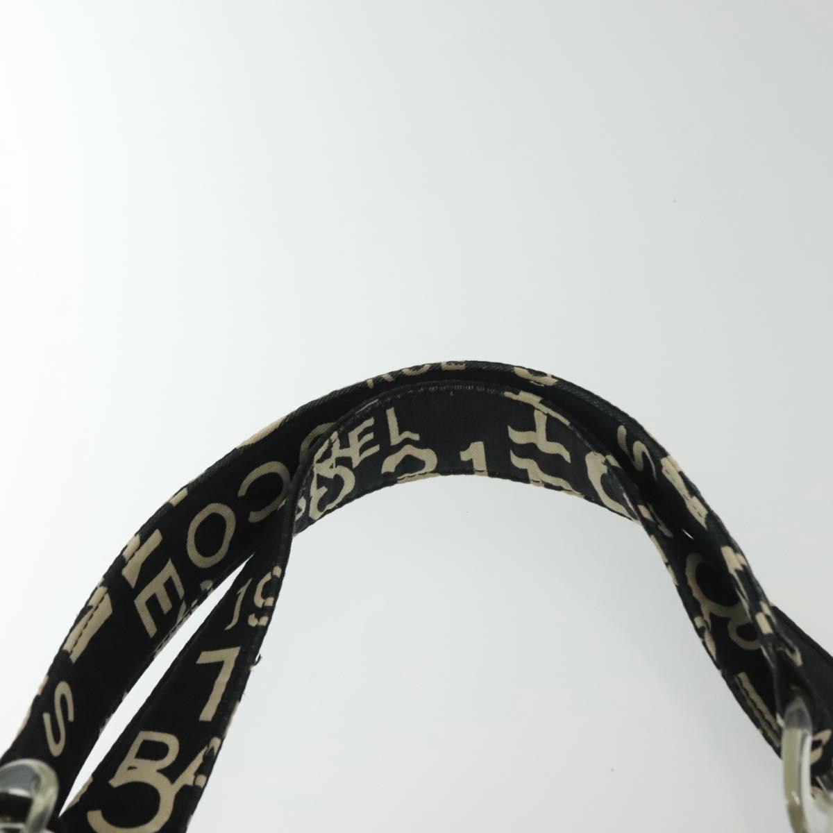 CHANEL Bysy Line Shoulder Bag Canvas Black Silver CC Auth 140489