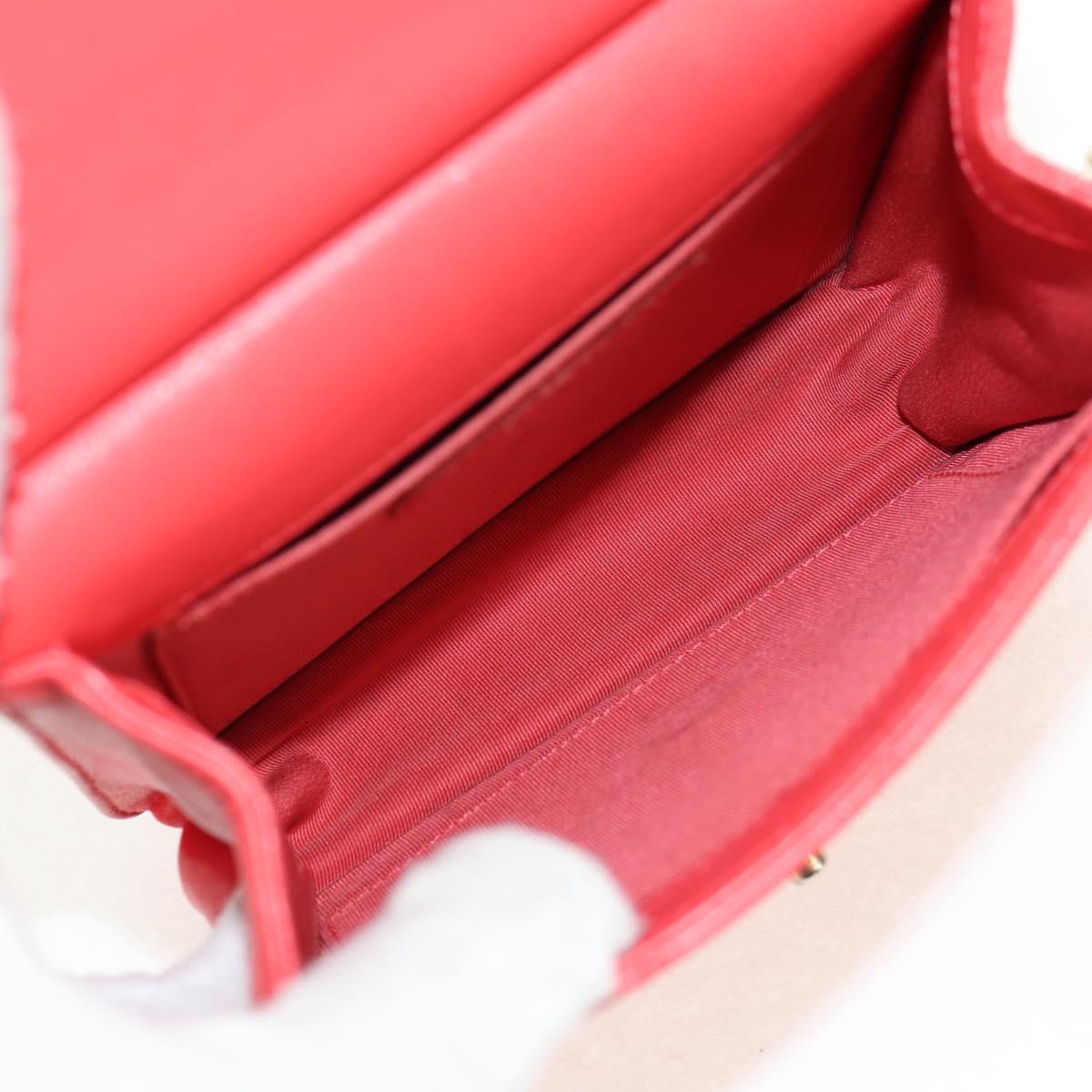 CHANEL Chain Matelasse Shoulder Bag Calf Skin 2way Red Gold CC Auth 140496M