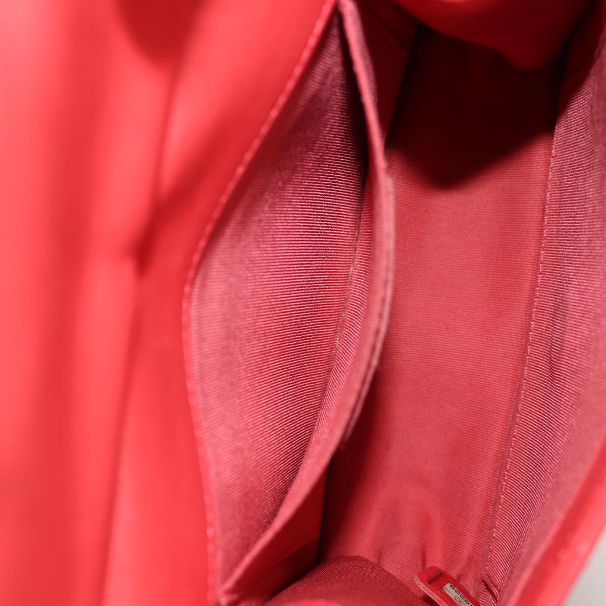 CHANEL Chain Matelasse Shoulder Bag Calf Skin 2way Red Gold CC Auth 140496M