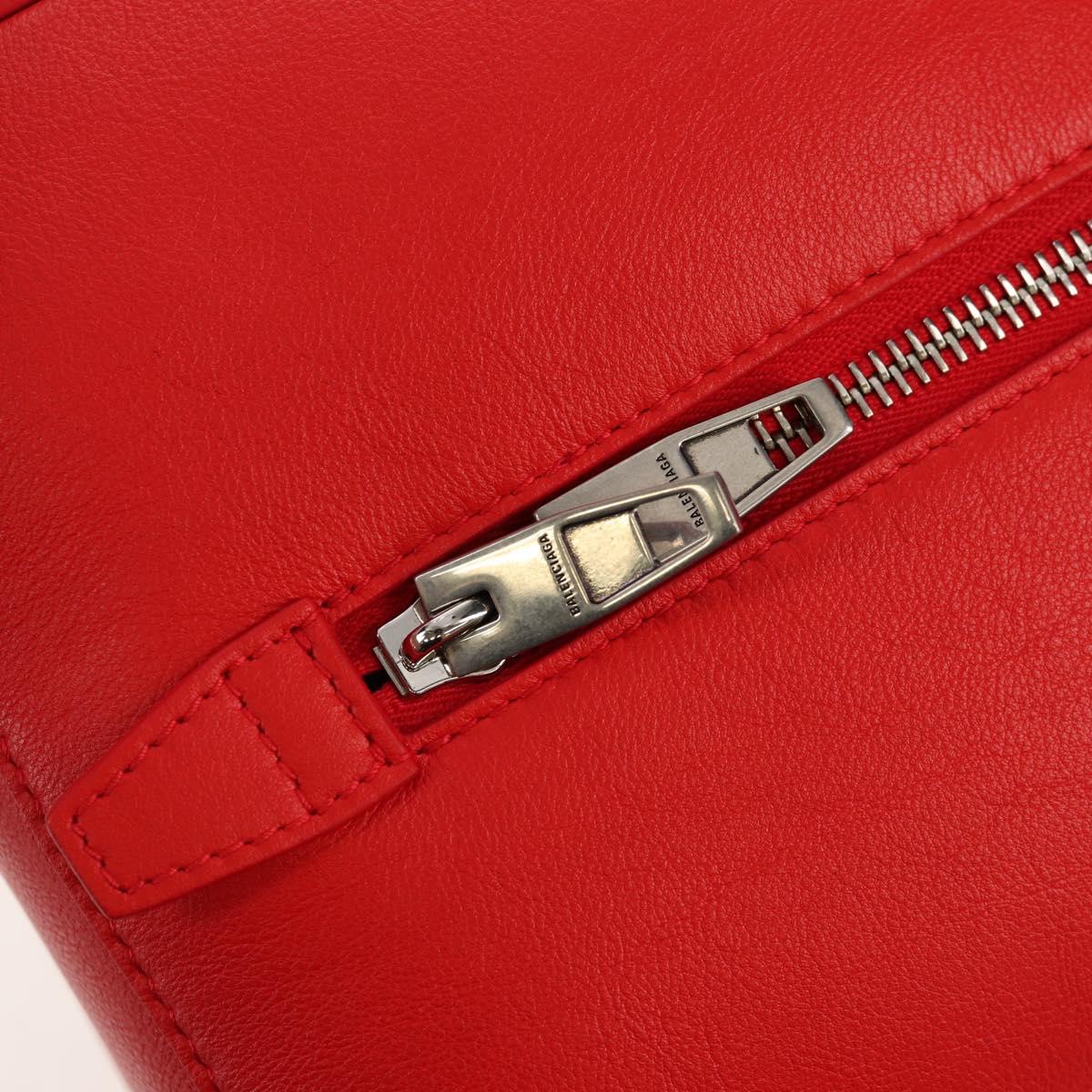 BALENCIAGA 4X4 Hand Bag Leather 2way Red Silver 748197 Auth 140502M