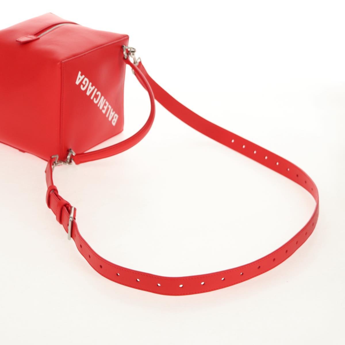 BALENCIAGA 4X4 Hand Bag Leather 2way Red Silver 748197 Auth 140502M