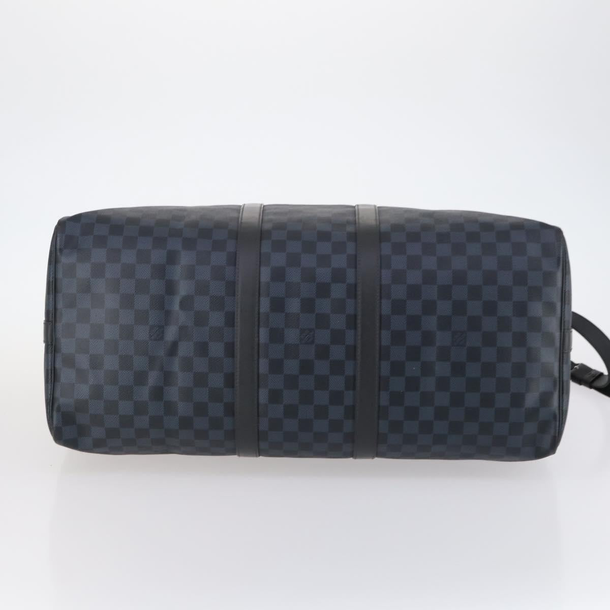 LOUIS VUITTON Damier Cobalt Keepall Bandouliere 55 Boston Bag N41356 Auth 140505