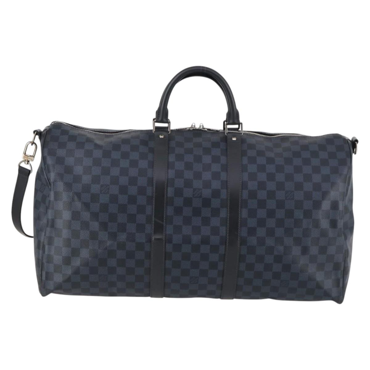 LOUIS VUITTON Damier Cobalt Keepall Bandouliere 55 Boston Bag N41356 Auth 140505
