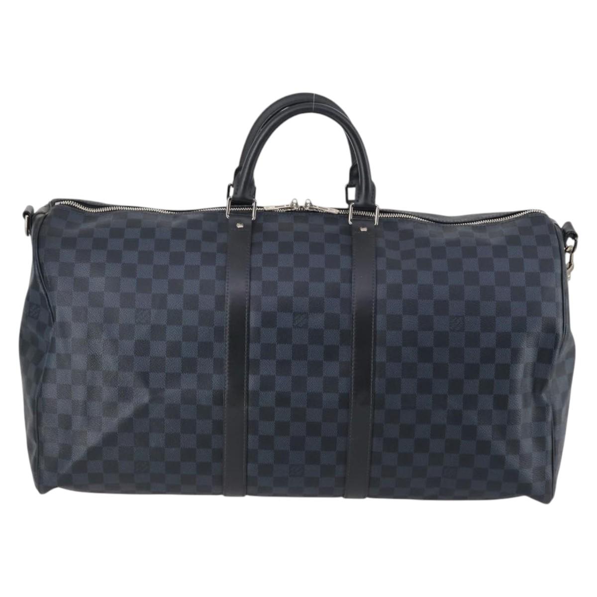 LOUIS VUITTON Damier Cobalt Keepall Bandouliere 55 Boston Bag N41356 Auth 140505