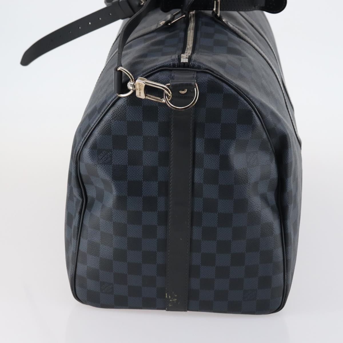 LOUIS VUITTON Damier Cobalt Keepall Bandouliere 55 Boston Bag N41356 Auth 140505