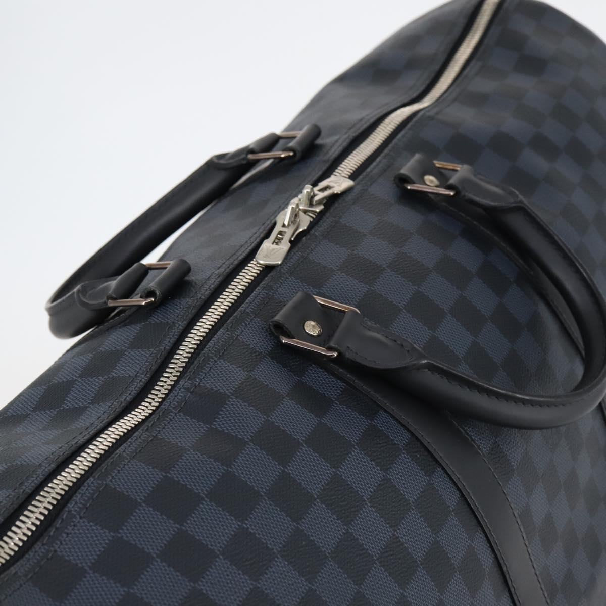 LOUIS VUITTON Damier Cobalt Keepall Bandouliere 55 Boston Bag N41356 Auth 140505