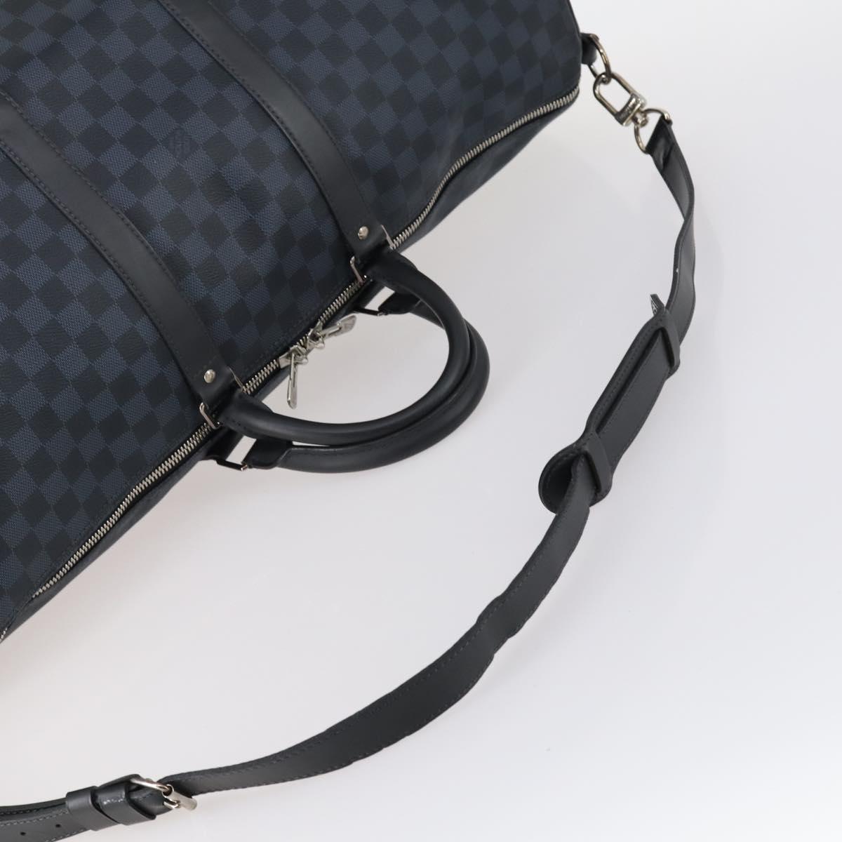LOUIS VUITTON Damier Cobalt Keepall Bandouliere 55 Boston Bag N41356 Auth 140505