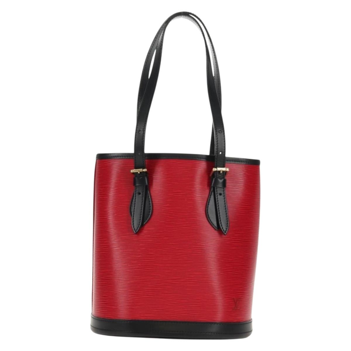 LOUIS VUITTON Epi Bucket PM Shoulder Bag SPO Red Black LV Auth 140506V