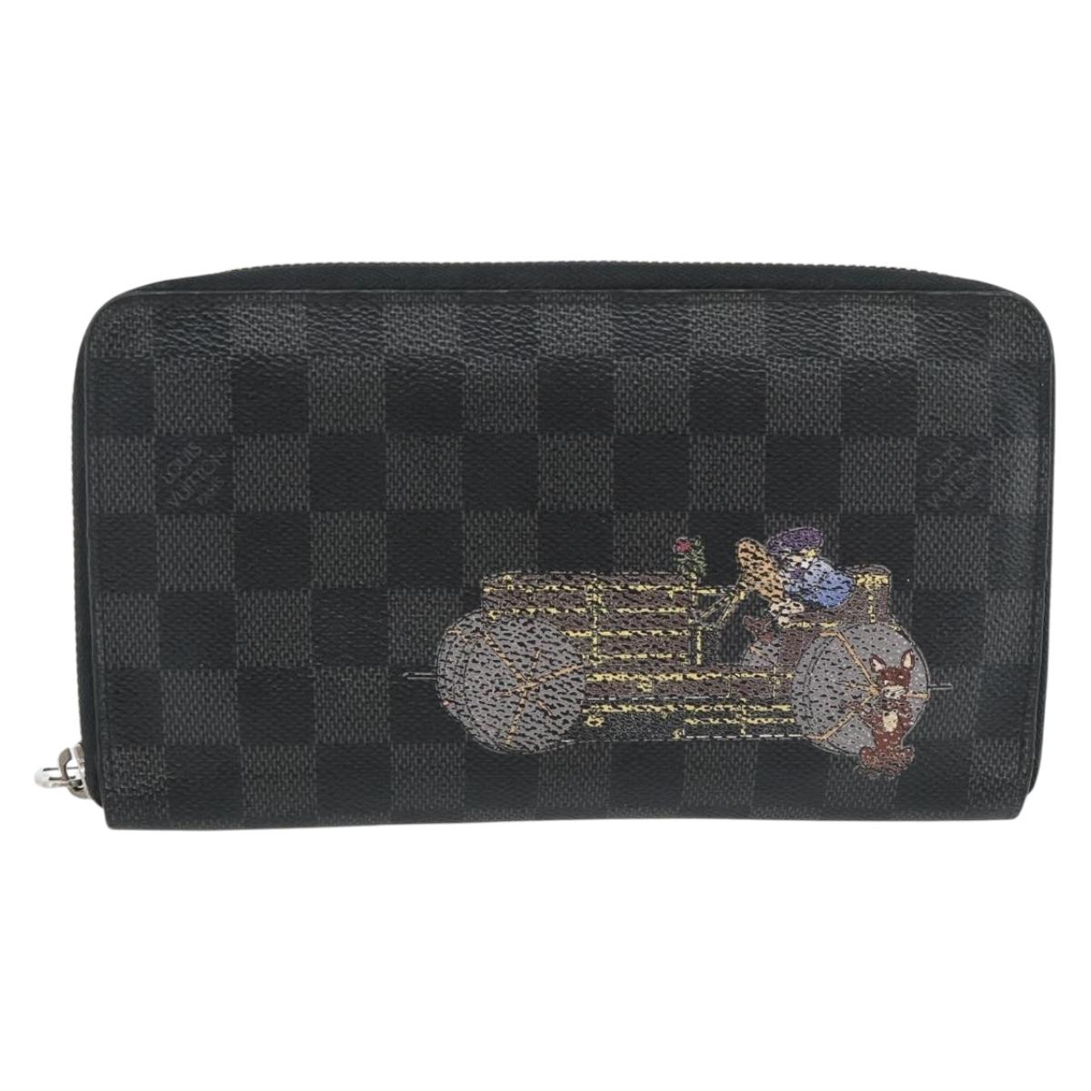 LOUIS VUITTON Damier Graphite Illustre Zippy Organizer Wallet N63002 Auth 140524