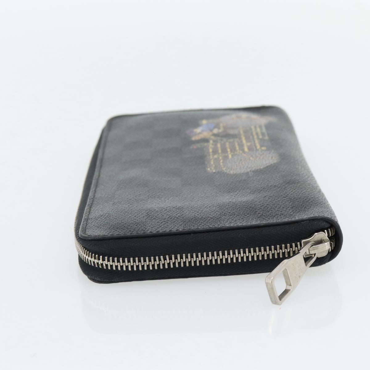 LOUIS VUITTON Damier Graphite Illustre Zippy Organizer Wallet N63002 Auth 140524