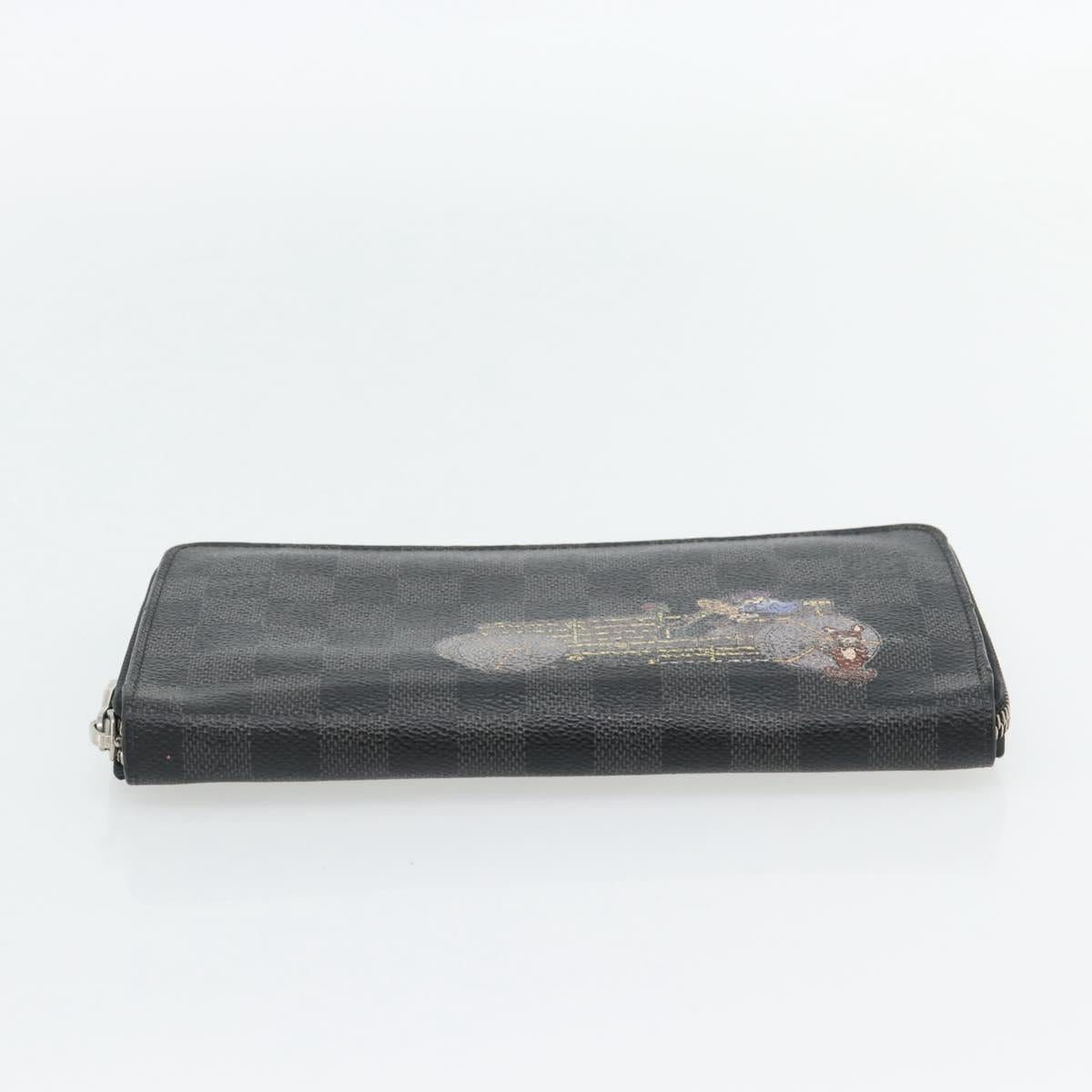 LOUIS VUITTON Damier Graphite Illustre Zippy Organizer Wallet N63002 Auth 140524