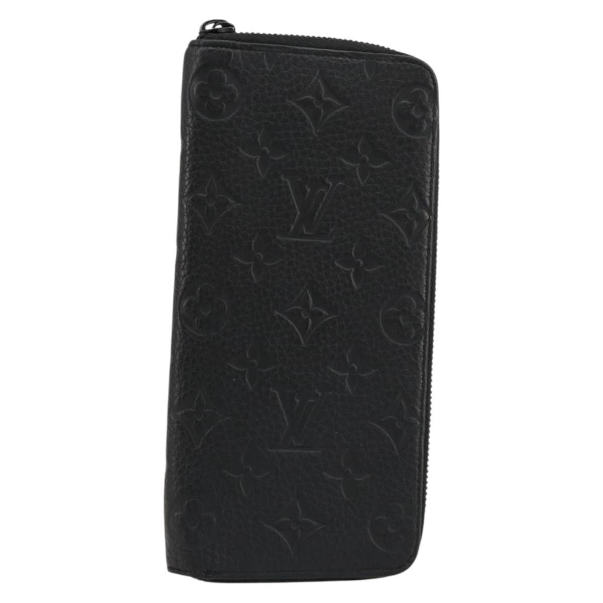 LOUIS VUITTON Monogram Empreinte Zippy Wallet Black M61864 LV Auth 140525