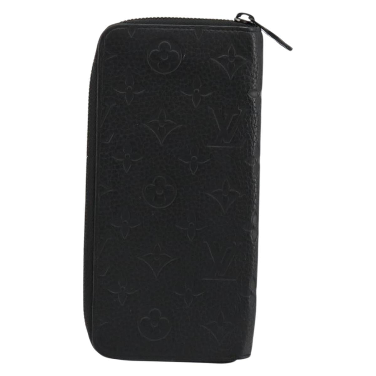 LOUIS VUITTON Monogram Empreinte Zippy Wallet Black M61864 LV Auth 140525