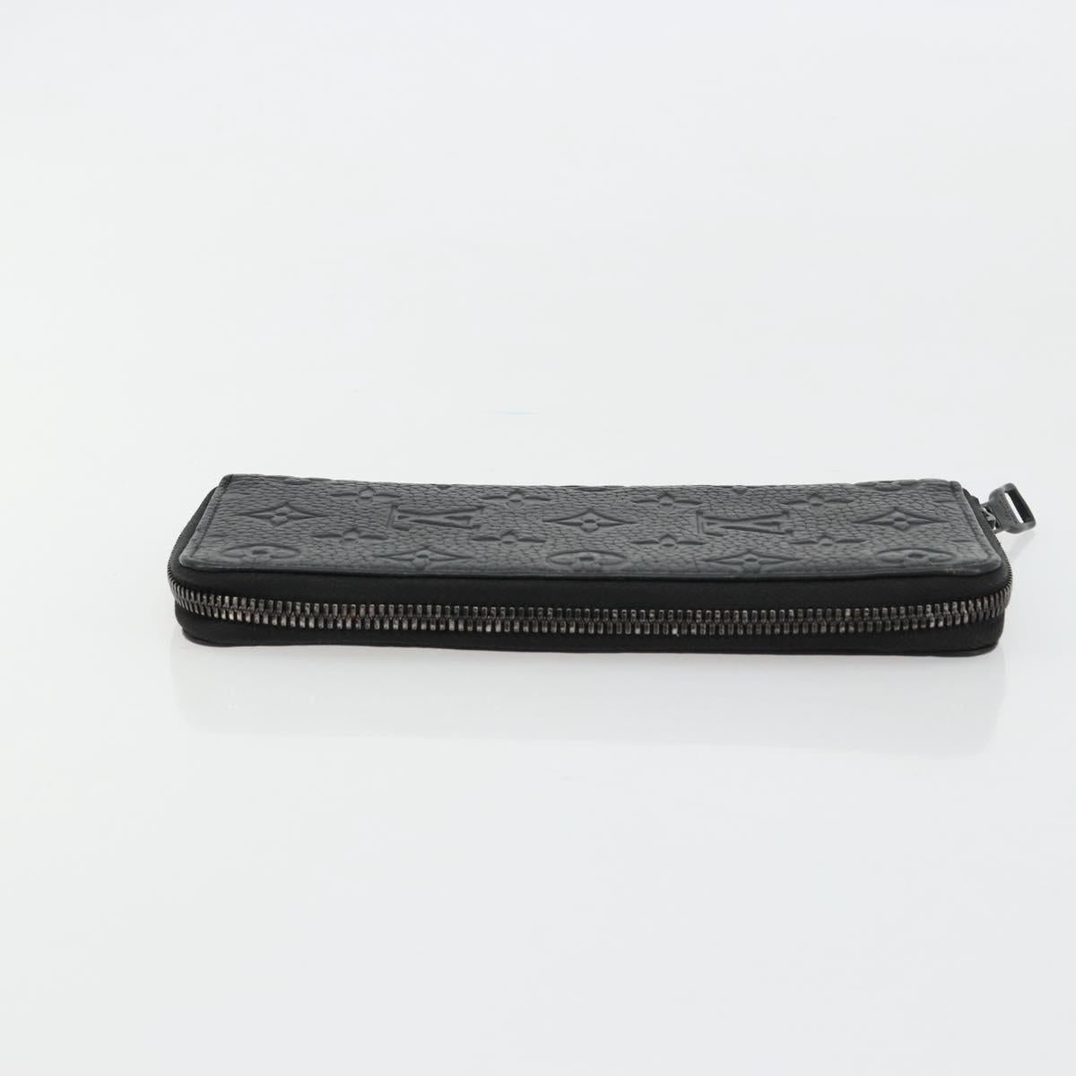 LOUIS VUITTON Monogram Empreinte Zippy Wallet Black M61864 LV Auth 140525