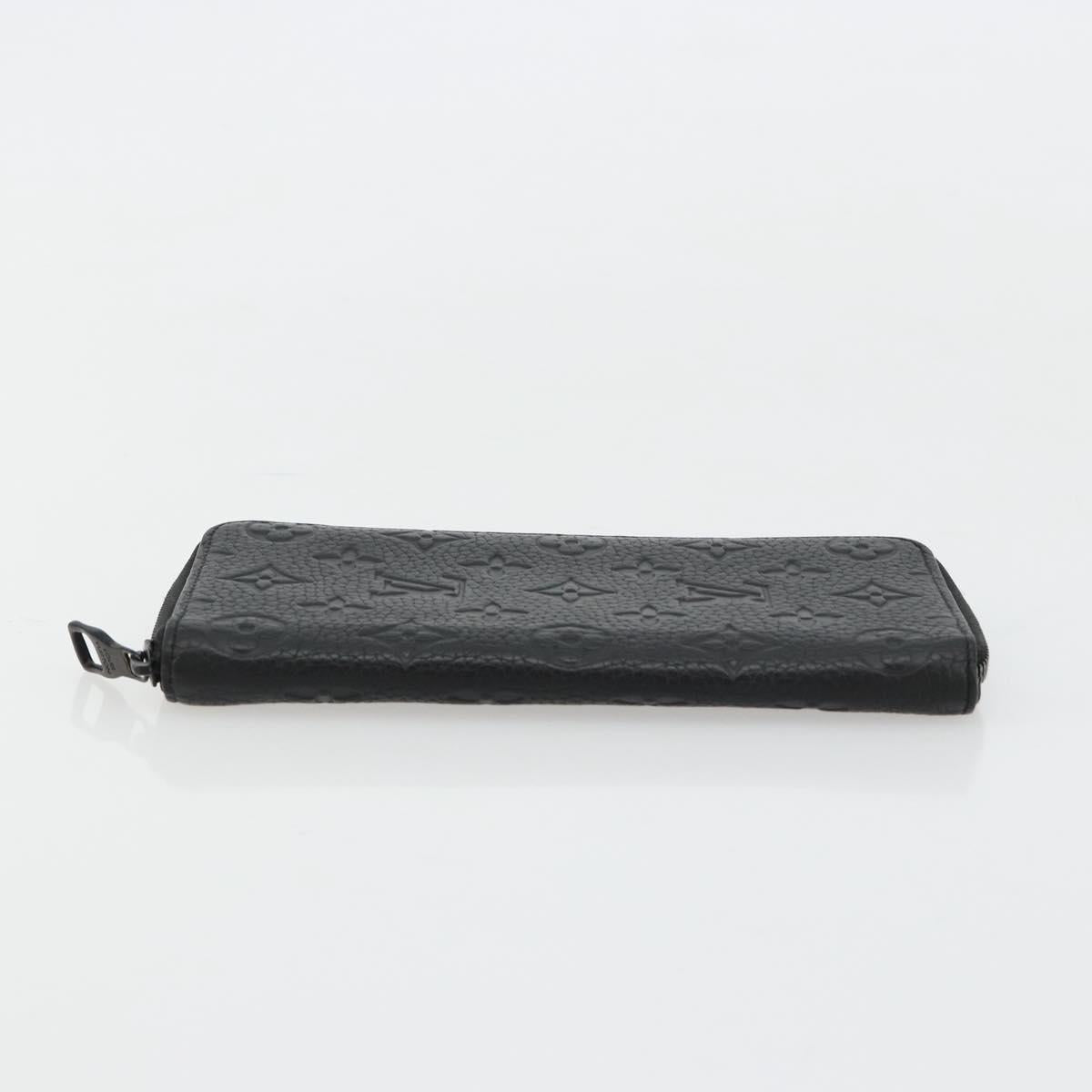 LOUIS VUITTON Monogram Empreinte Zippy Wallet Black M61864 LV Auth 140525