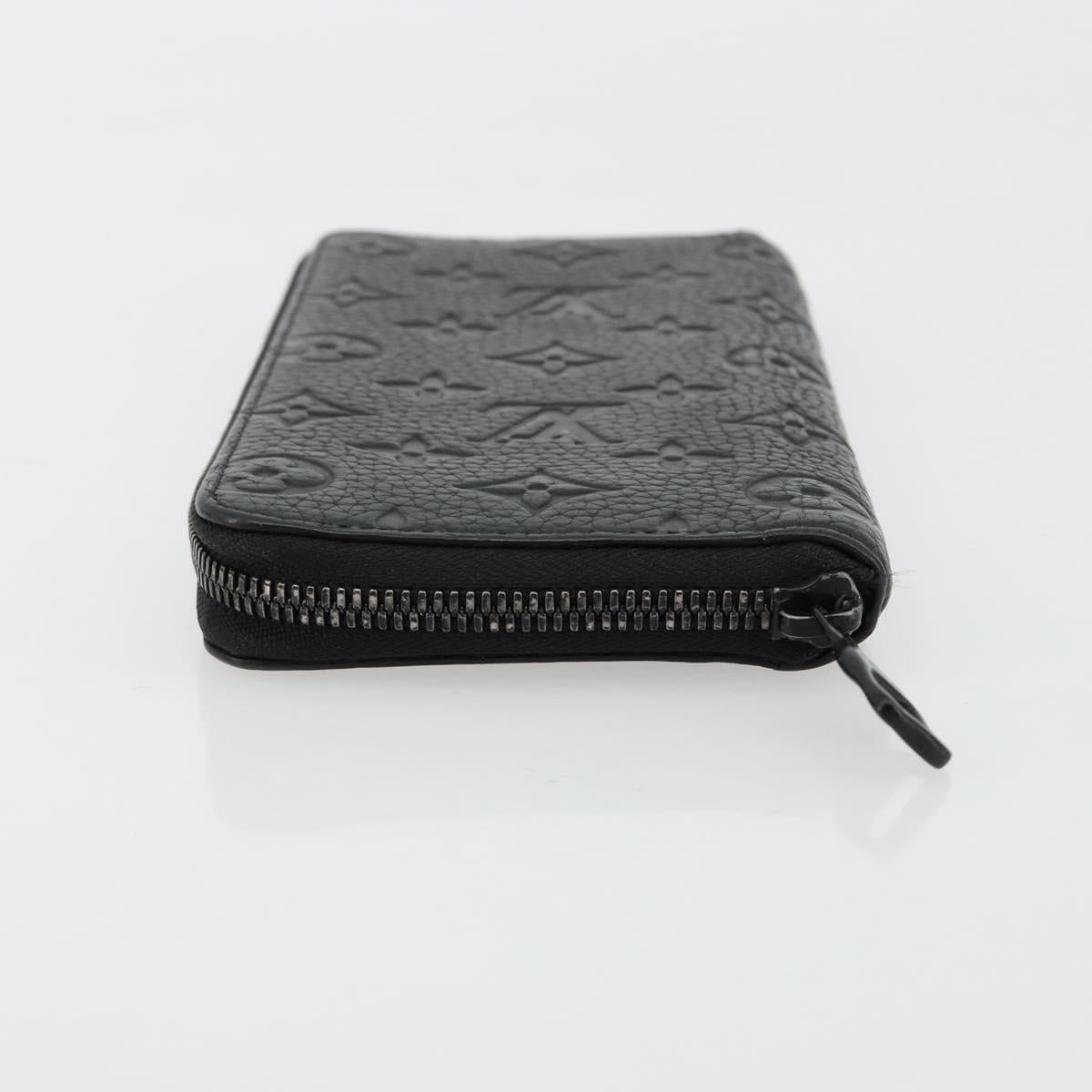 LOUIS VUITTON Monogram Empreinte Zippy Wallet Black M61864 LV Auth 140525