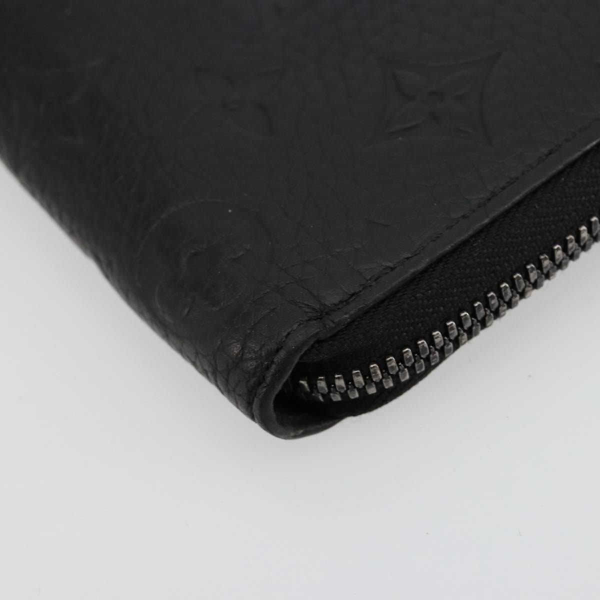 LOUIS VUITTON Monogram Empreinte Zippy Wallet Black M61864 LV Auth 140525