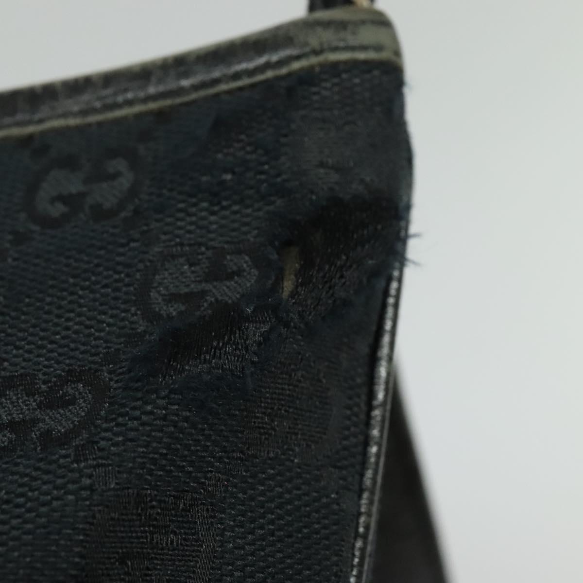 GUCCI GG Canvas Sherry Line Shoulder Bag Black Gold 144388 Auth 140536