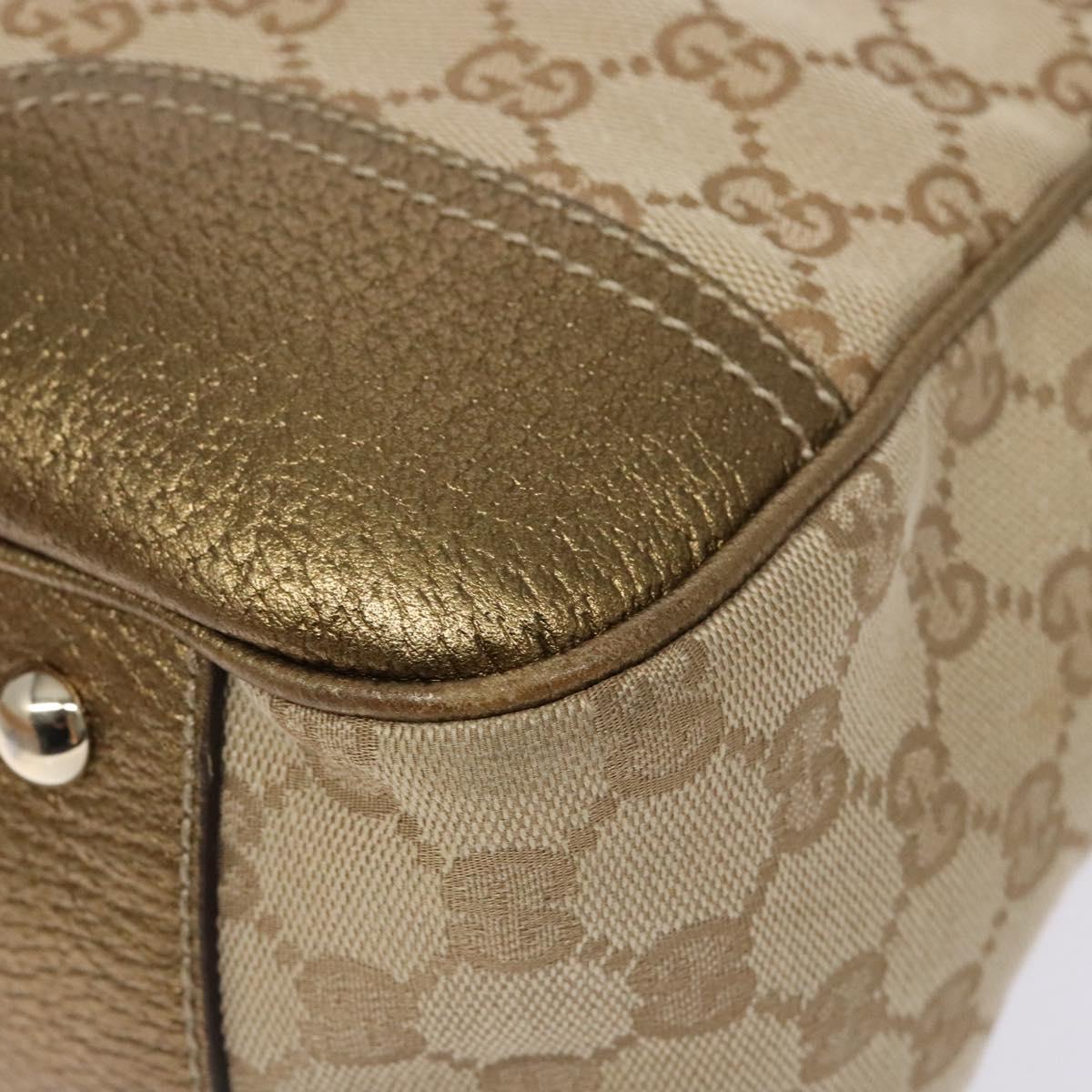 GUCCI GG Canvas Tote Bag Beige Gold 163805 Auth 140537