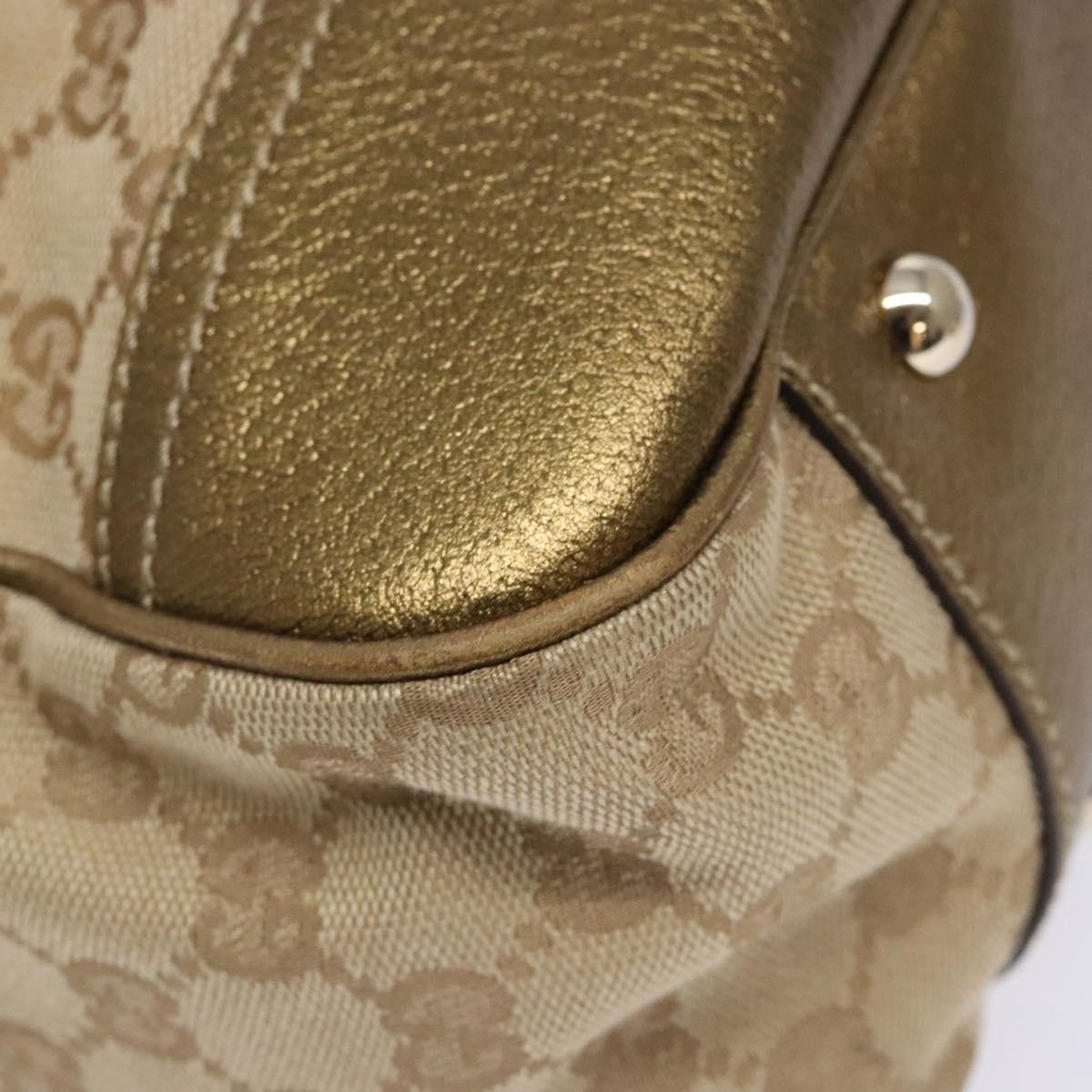 GUCCI GG Canvas Tote Bag Beige Gold 163805 Auth 140537