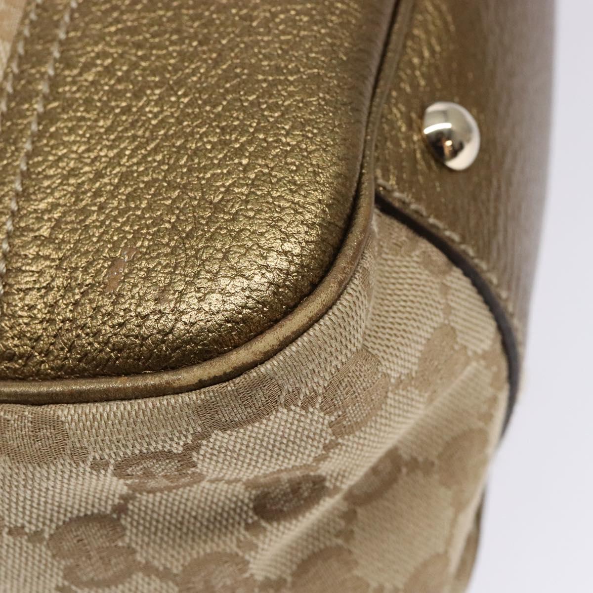GUCCI GG Canvas Tote Bag Beige Gold 163805 Auth 140537