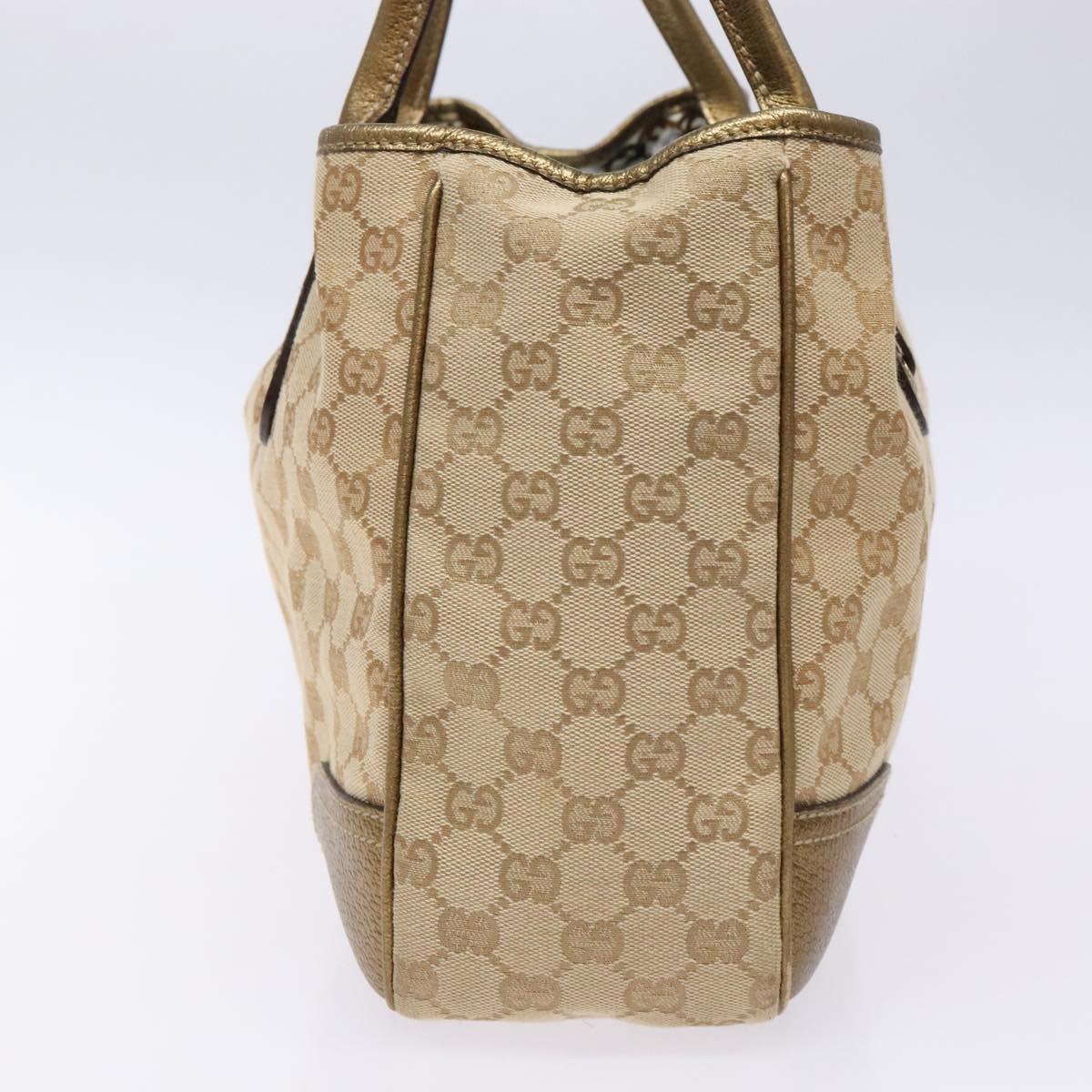 GUCCI GG Canvas Tote Bag Beige Gold 163805 Auth 140537
