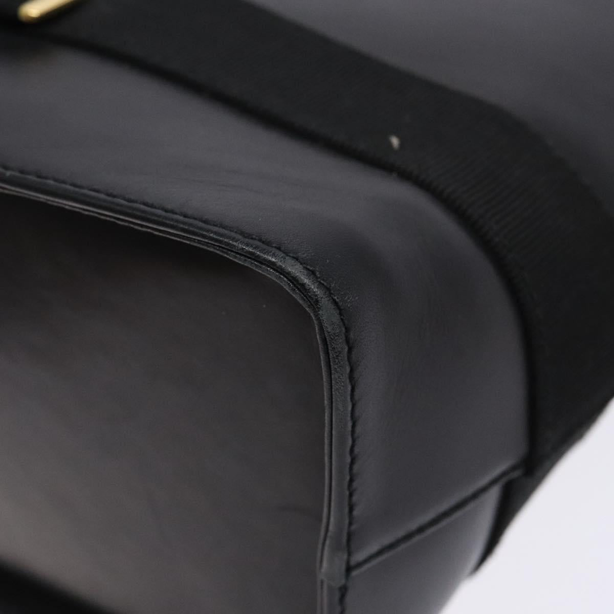Salvatore Ferragamo Gancini Shoulder Bag Leather Black Gold Auth 140540
