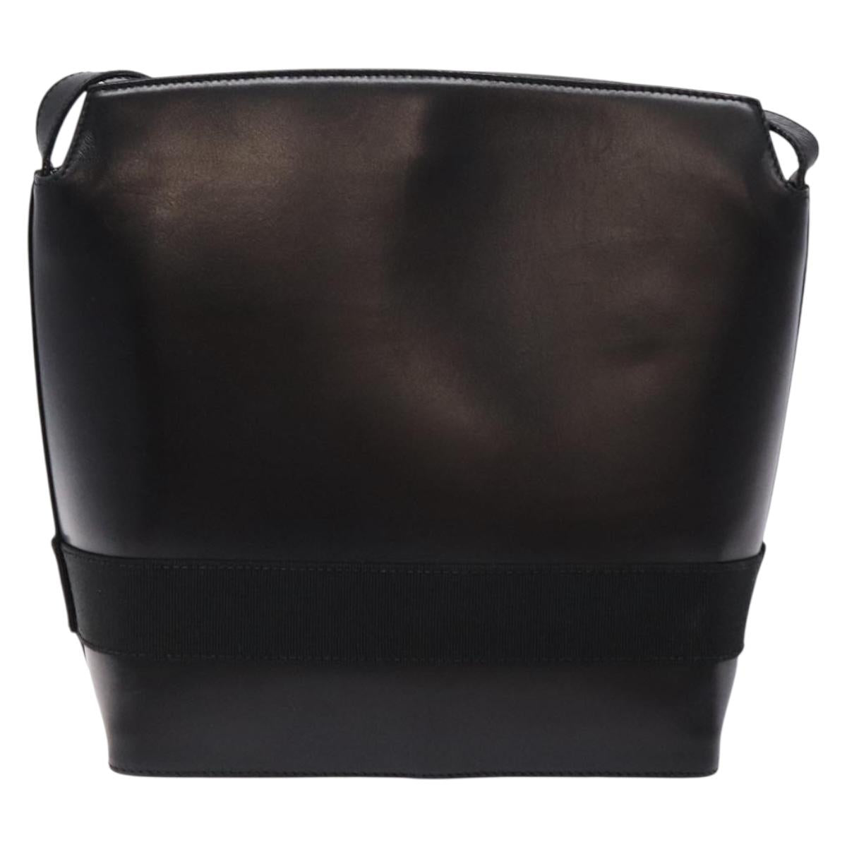 Salvatore Ferragamo Gancini Shoulder Bag Leather Black Gold Auth 140540