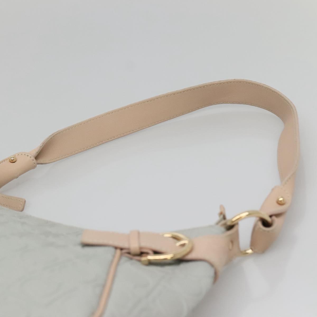 Salvatore Ferragamo Gancini Shoulder Bag Leather Gray Beige gold Auth 140541