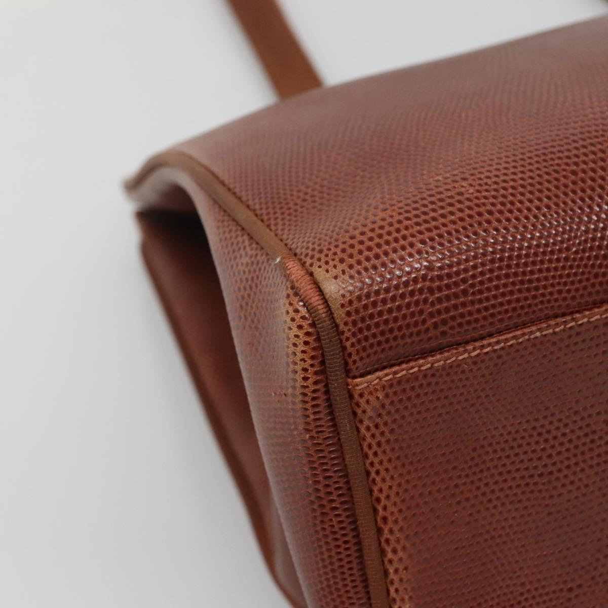 Salvatore Ferragamo Vala Shoulder Bag Leather Brown Gold Auth 140542