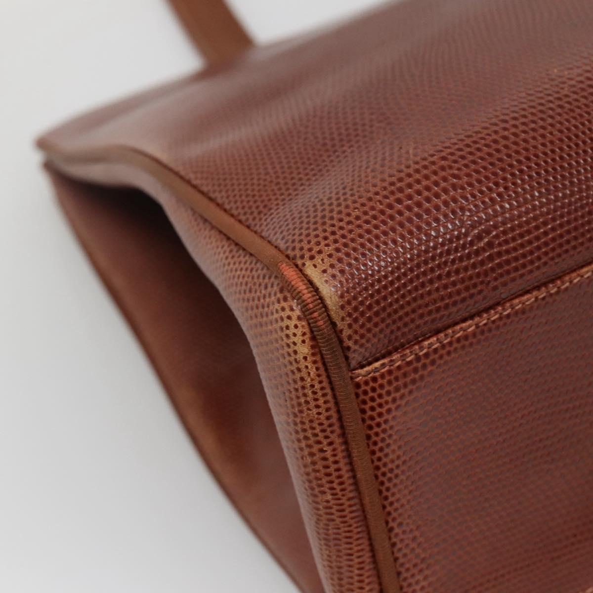 Salvatore Ferragamo Vala Shoulder Bag Leather Brown Gold Auth 140542