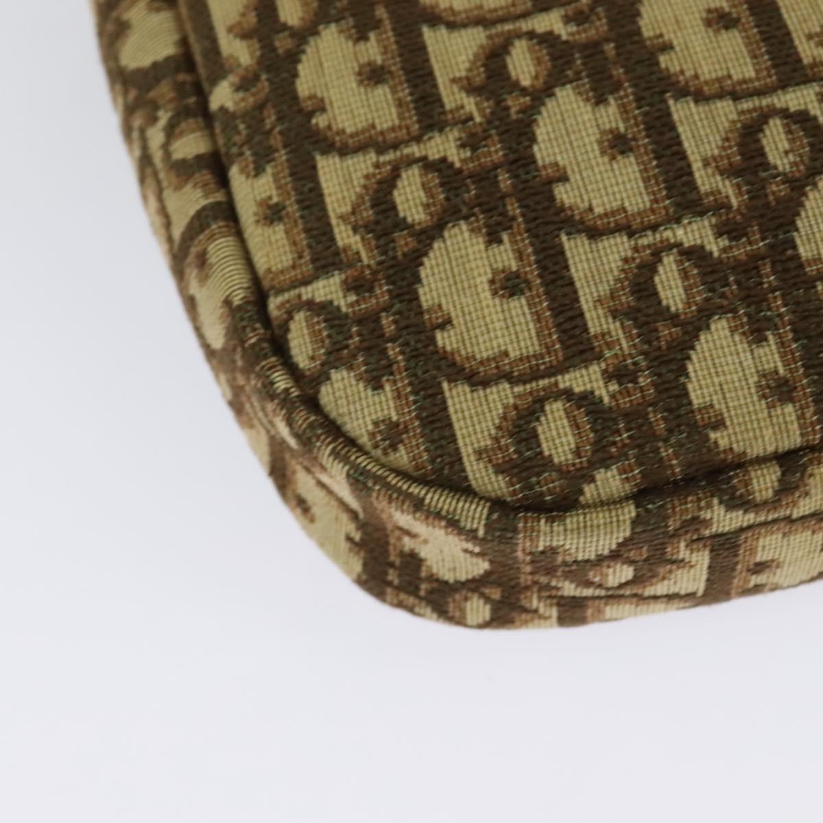 Christian Dior Trotter Canvas Shoulder Bag Brown Gold Auth 140545
