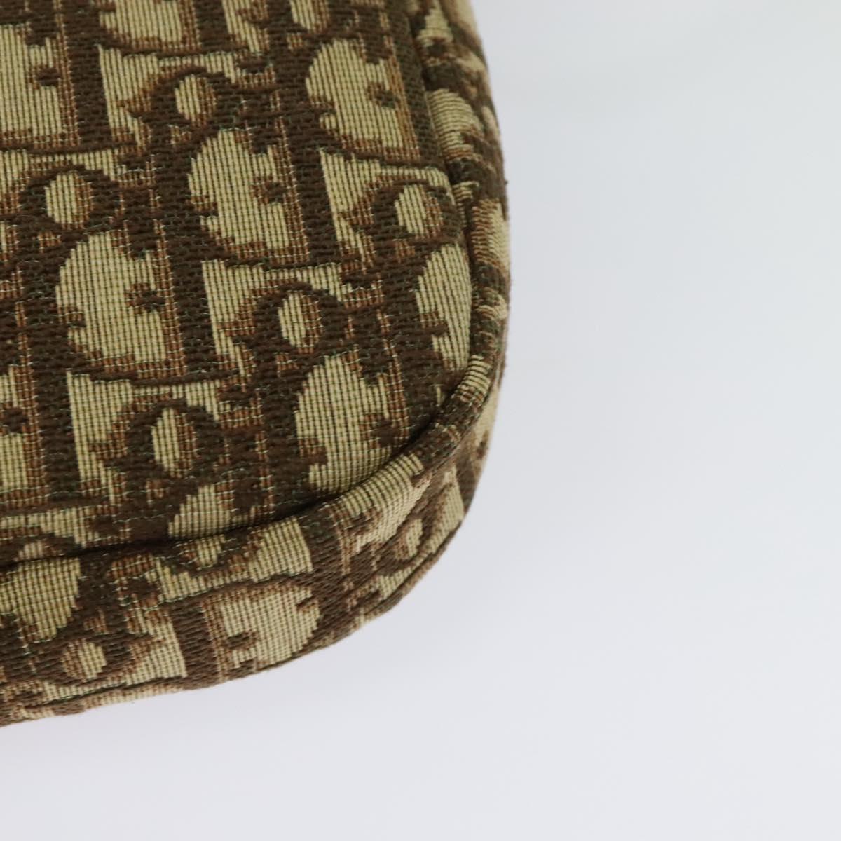 Christian Dior Trotter Canvas Shoulder Bag Brown Gold Auth 140545