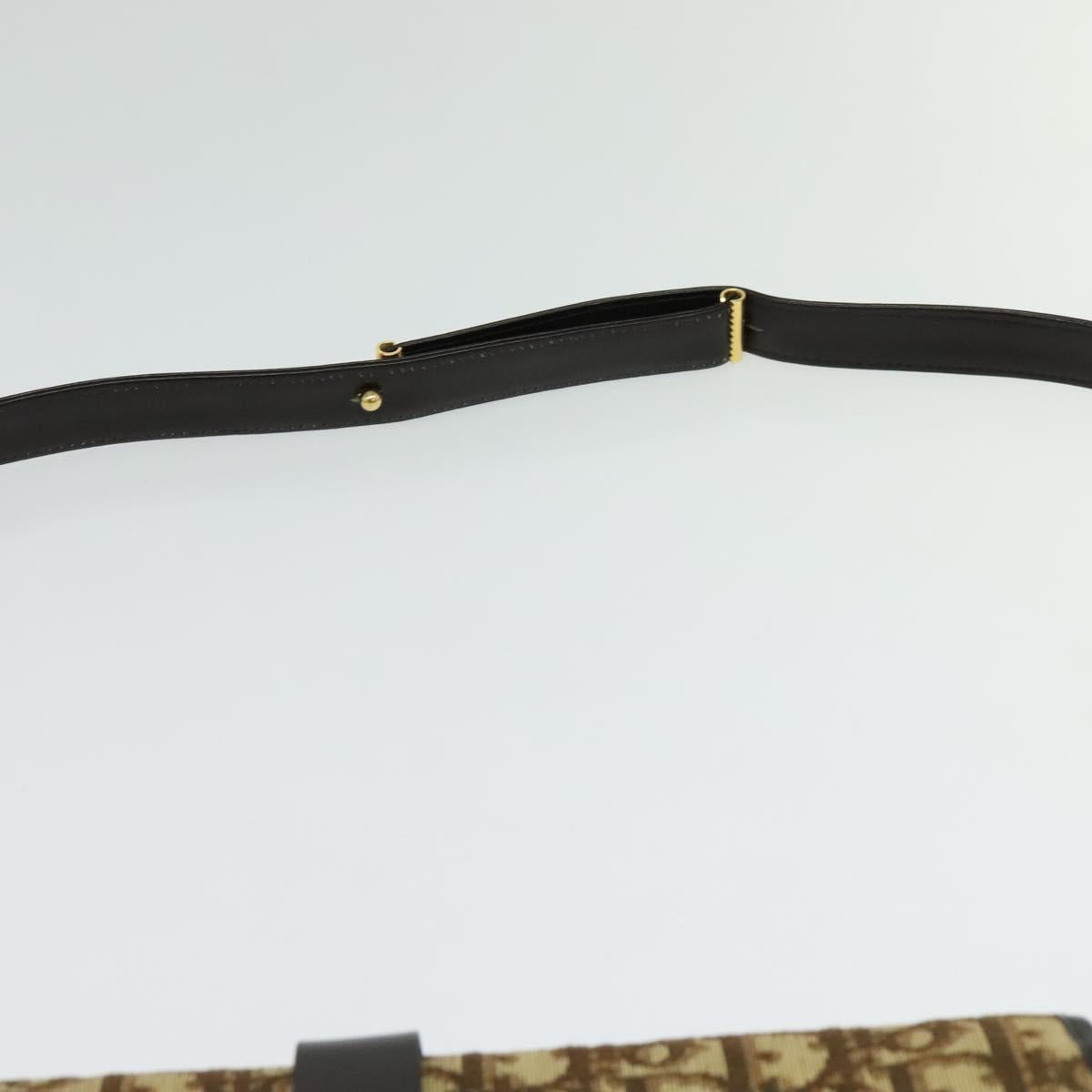 Christian Dior Trotter Canvas Shoulder Bag Brown Gold Auth 140545