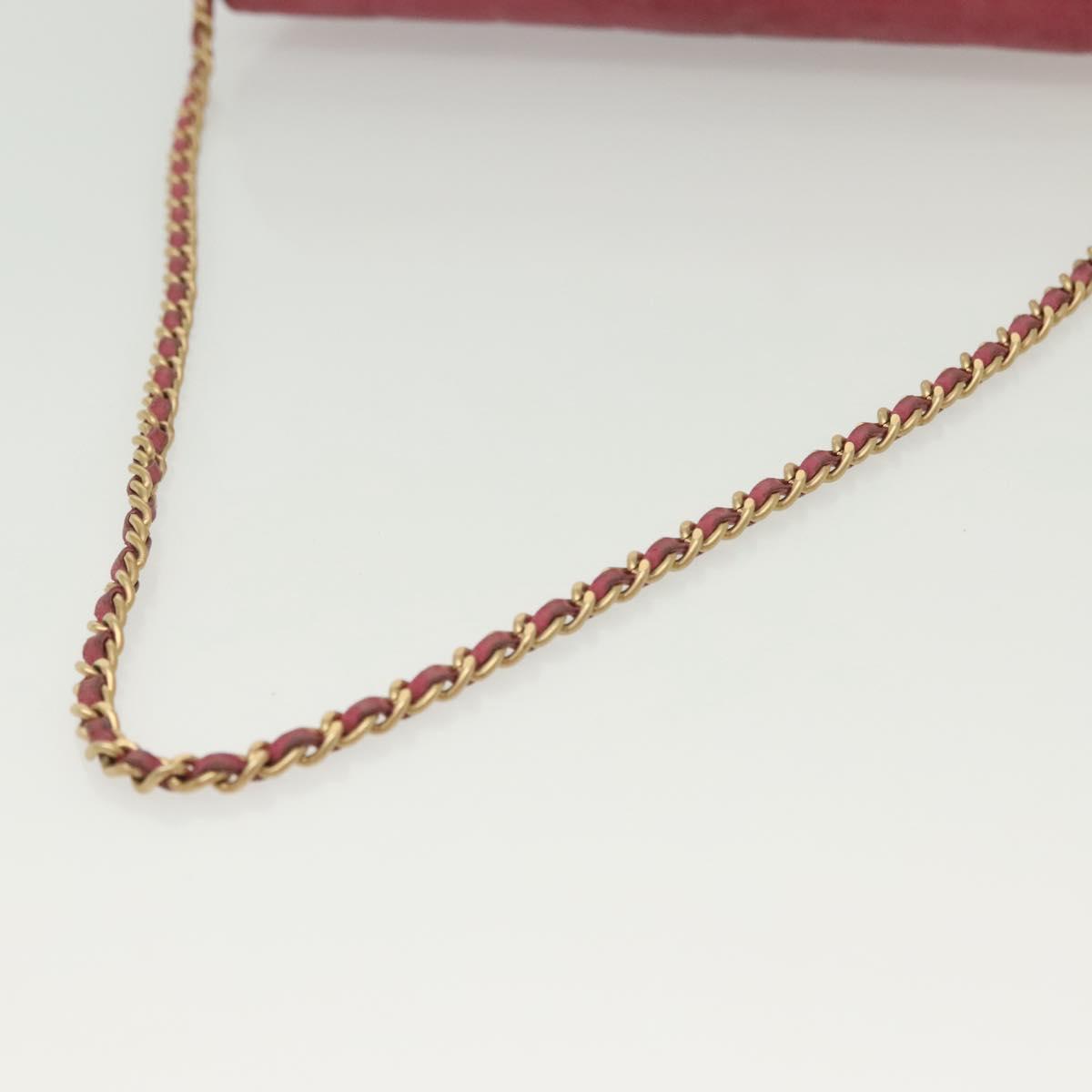 CHANEL Choco Bar Chain Shoulder Bag Leather Pink Gold CC Auth 140548
