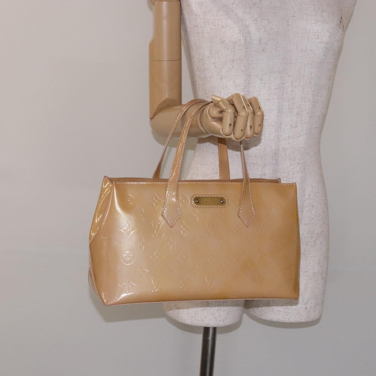 LOUIS VUITTON Monogram Vernis Wilshire PM Hand Bag Broncorail M91452 Auth 140560