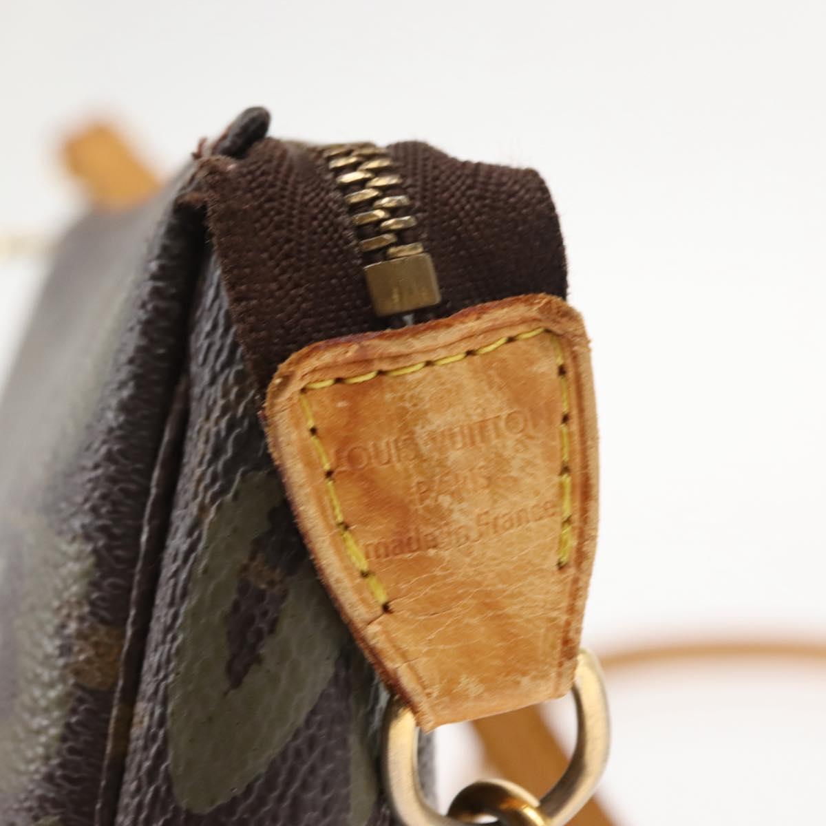 LOUIS VUITTON Graffiti Pochette Accessoires Pouch Khaki M92191 LV Auth 140580