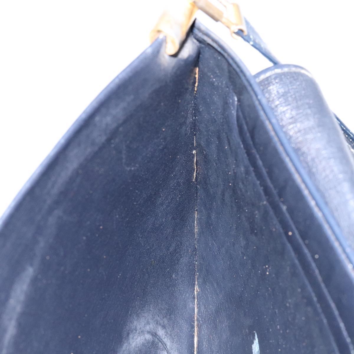 Christian Dior Trotter Canvas Shoulder Bag Navy Gold Auth 140606