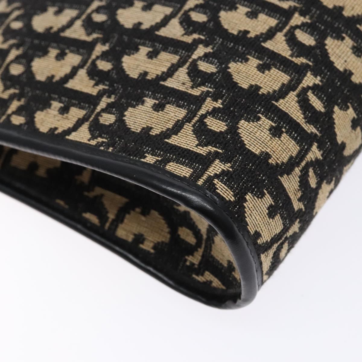 Christian Dior Trotter Canvas Shoulder Bag Navy Gold Auth 140607