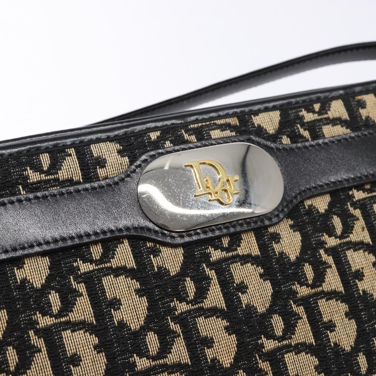 Christian Dior Trotter Canvas Shoulder Bag Navy Gold Auth 140607