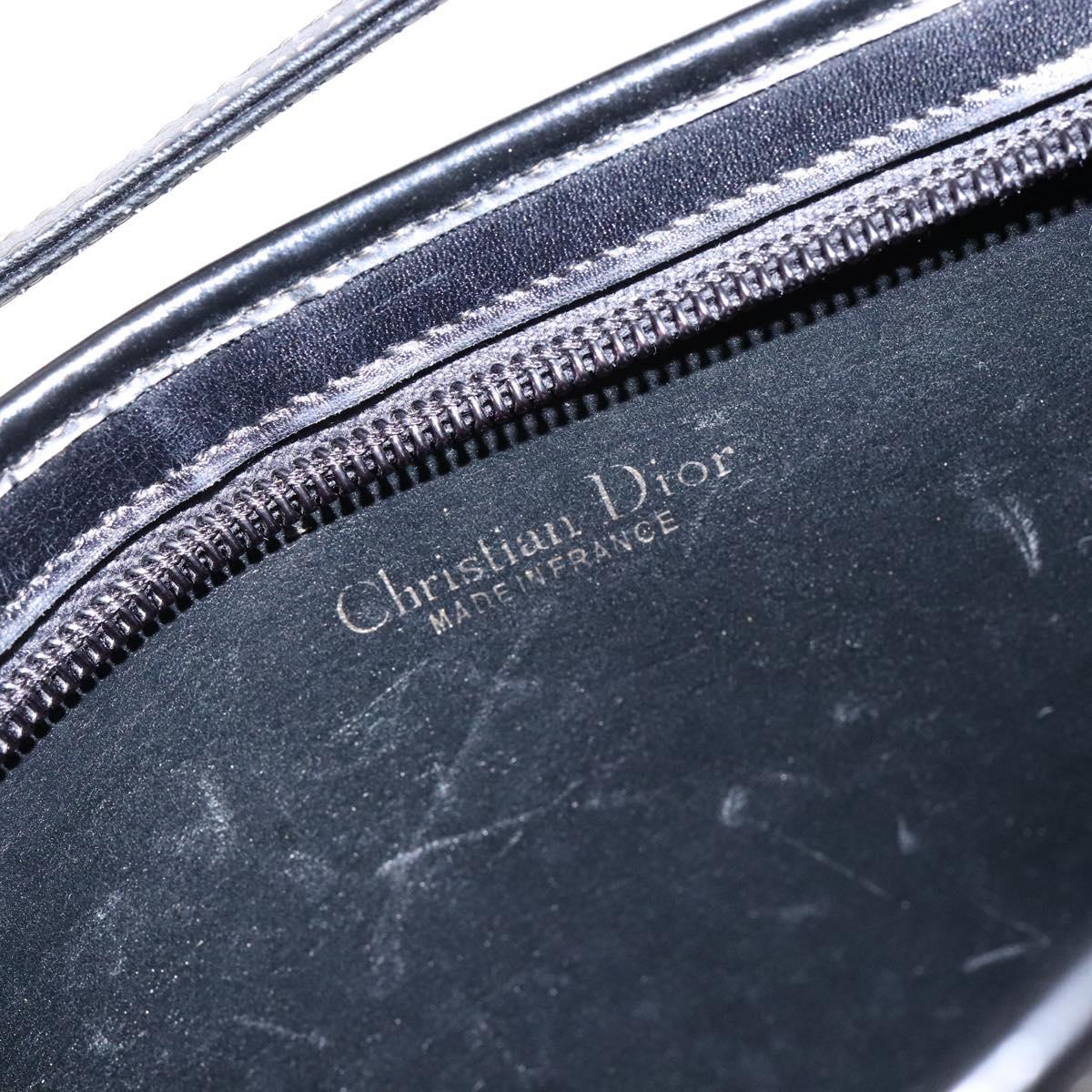Christian Dior Trotter Canvas Shoulder Bag Navy Gold Auth 140607