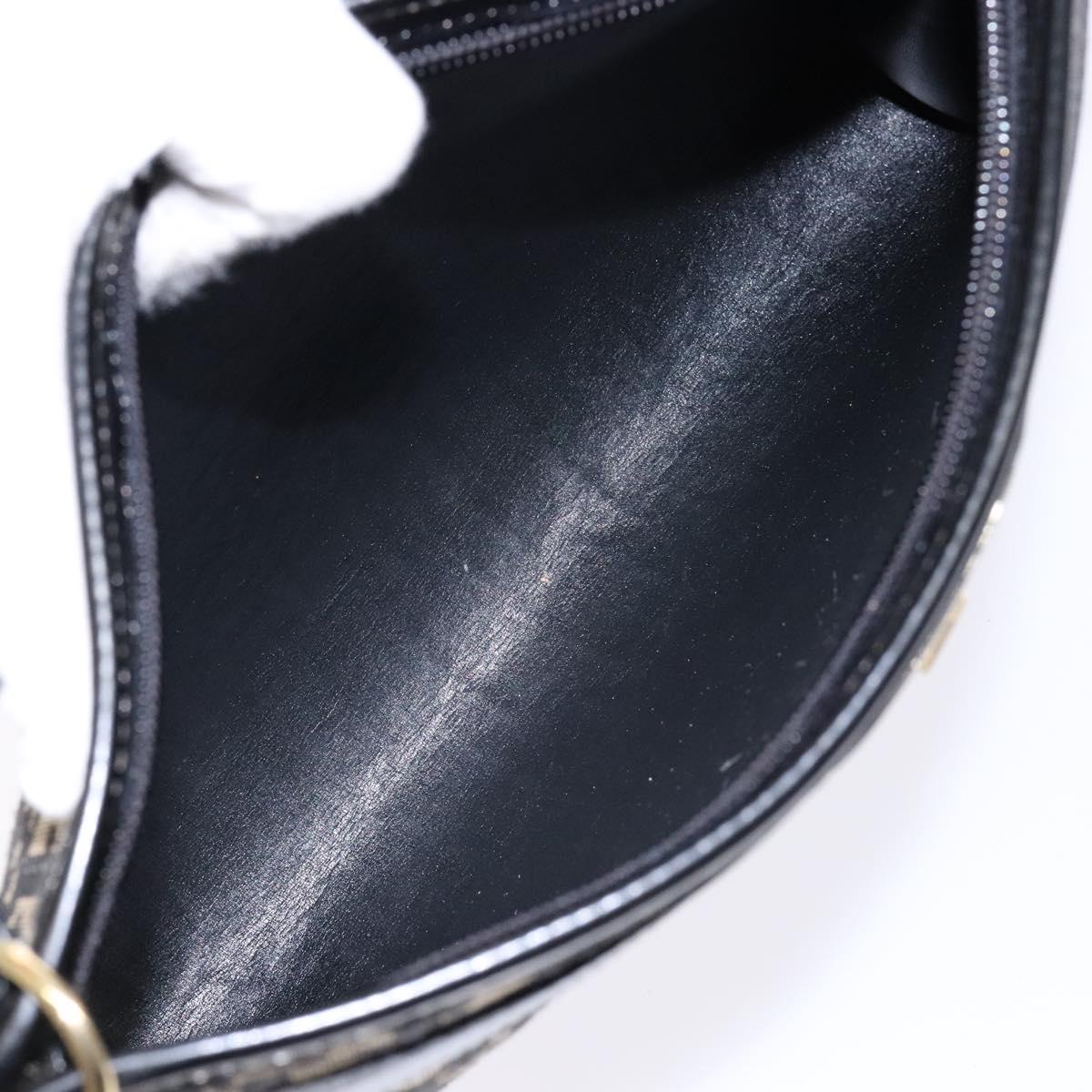 Christian Dior Trotter Canvas Shoulder Bag Navy Gold Auth 140607