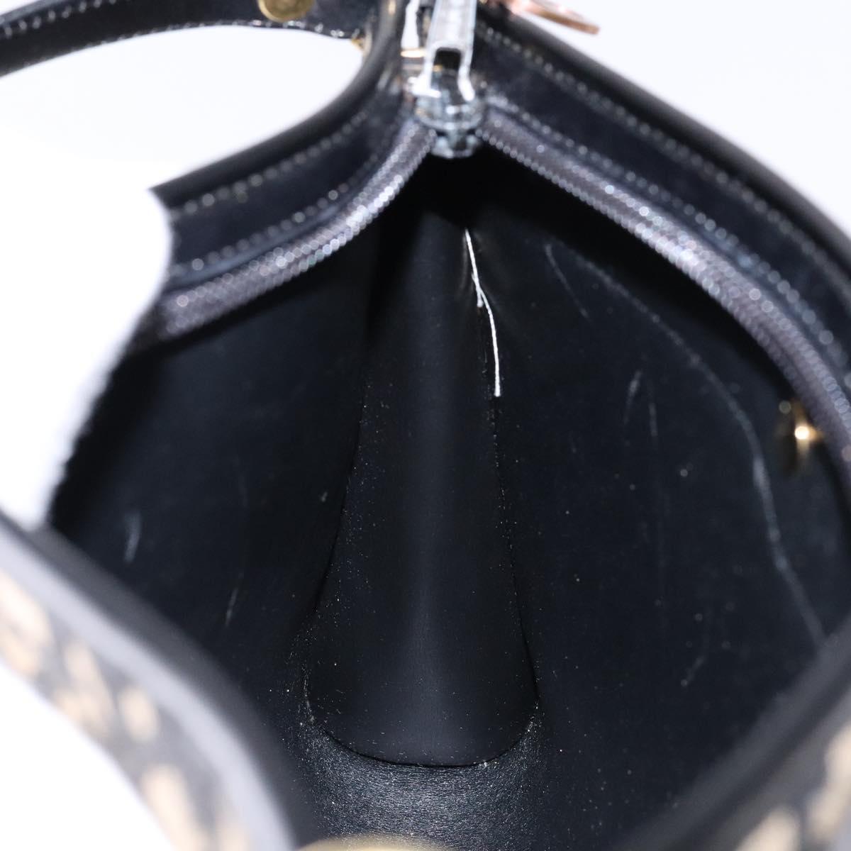 Christian Dior Trotter Canvas Shoulder Bag Navy Gold Auth 140607