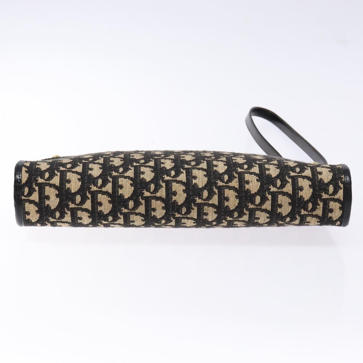 Christian Dior Trotter Canvas Shoulder Bag Navy Gold Auth 140607