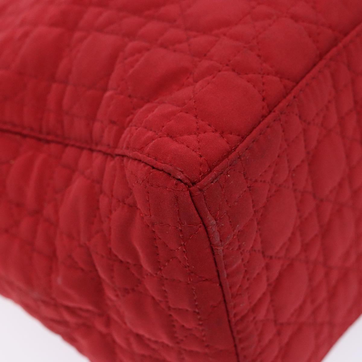 Christian Dior Canage Hand Bag Nylon Red Gold Auth 140609