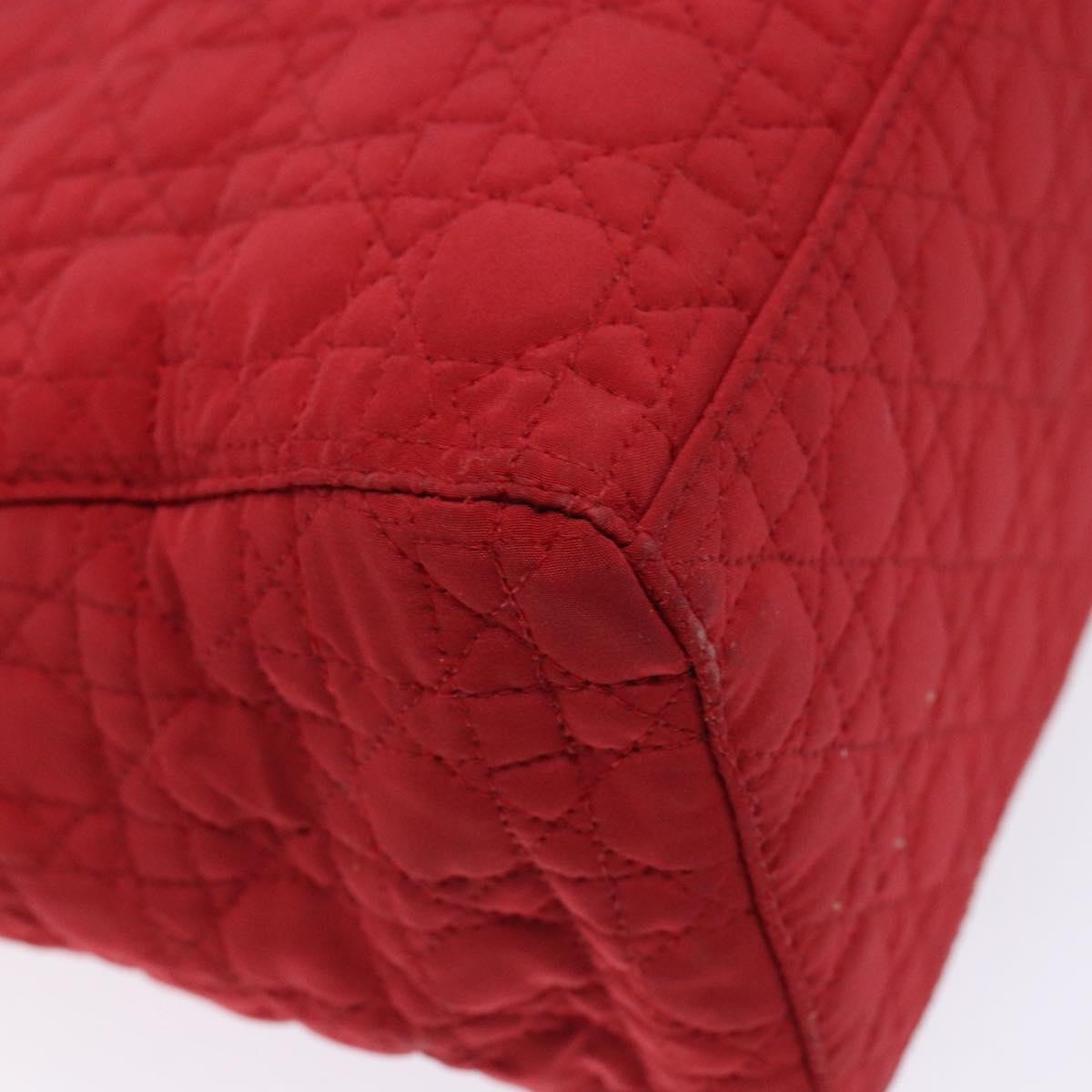 Christian Dior Canage Hand Bag Nylon Red Gold Auth 140609